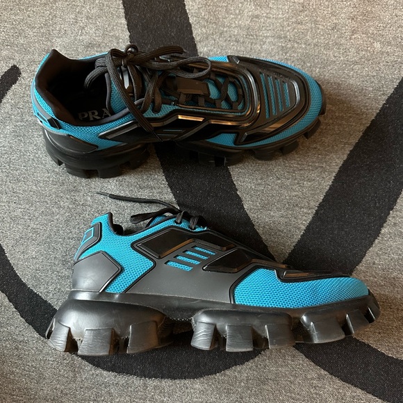 Prada Men's Cloudbust Thunder Lug-sole Trainer Sneakers Blue/Black - Picture 3 of 10